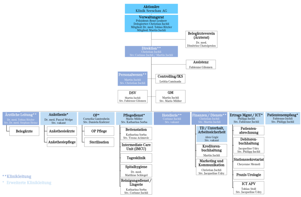 Organigramm der Klinik Seeschau AG